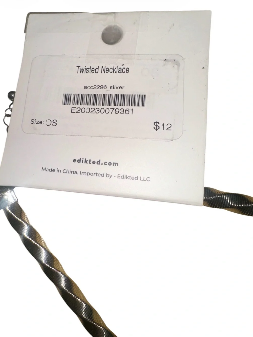 Edikted Silver Twisted Necklace